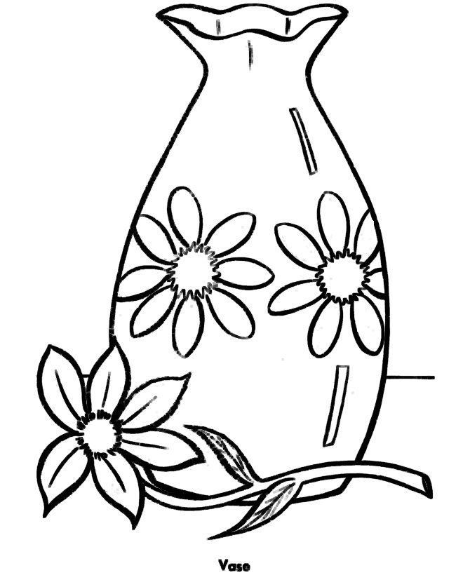 simple flower vase coloring pages