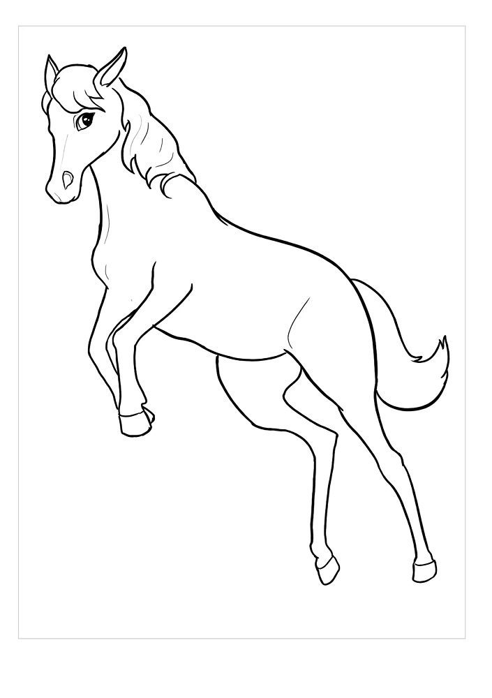 simple horse jumping coloring pages