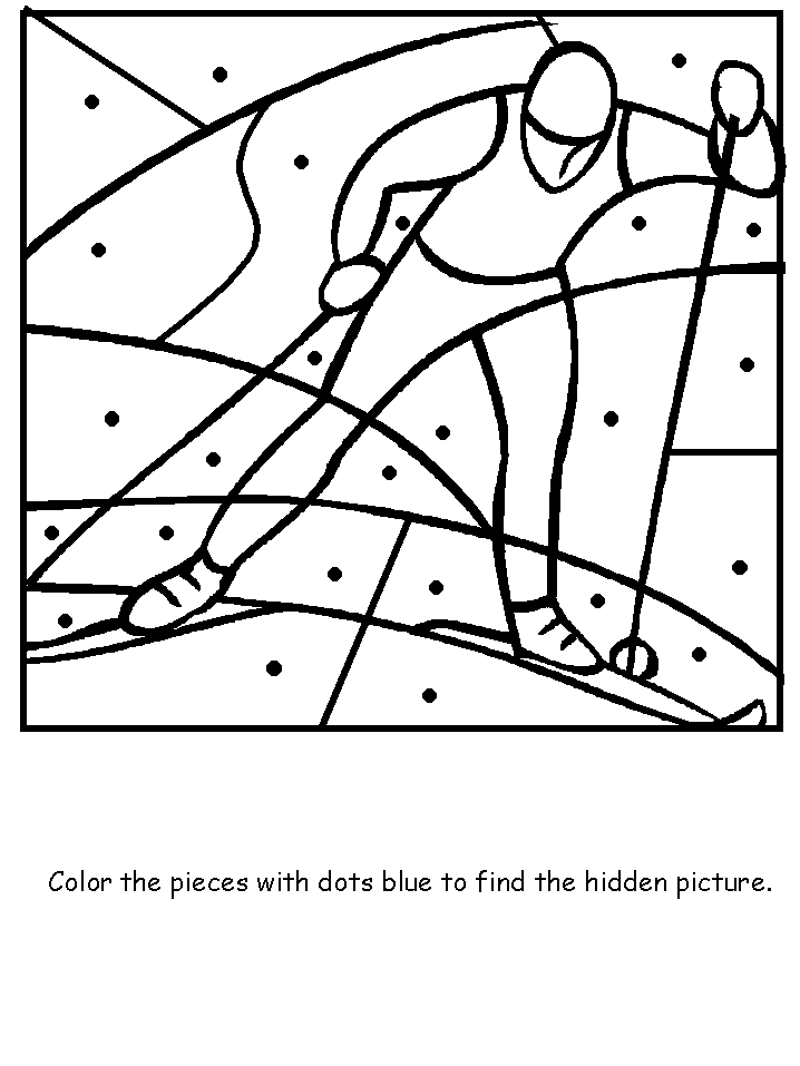 Skier Dotpuzzle Coloring Pages