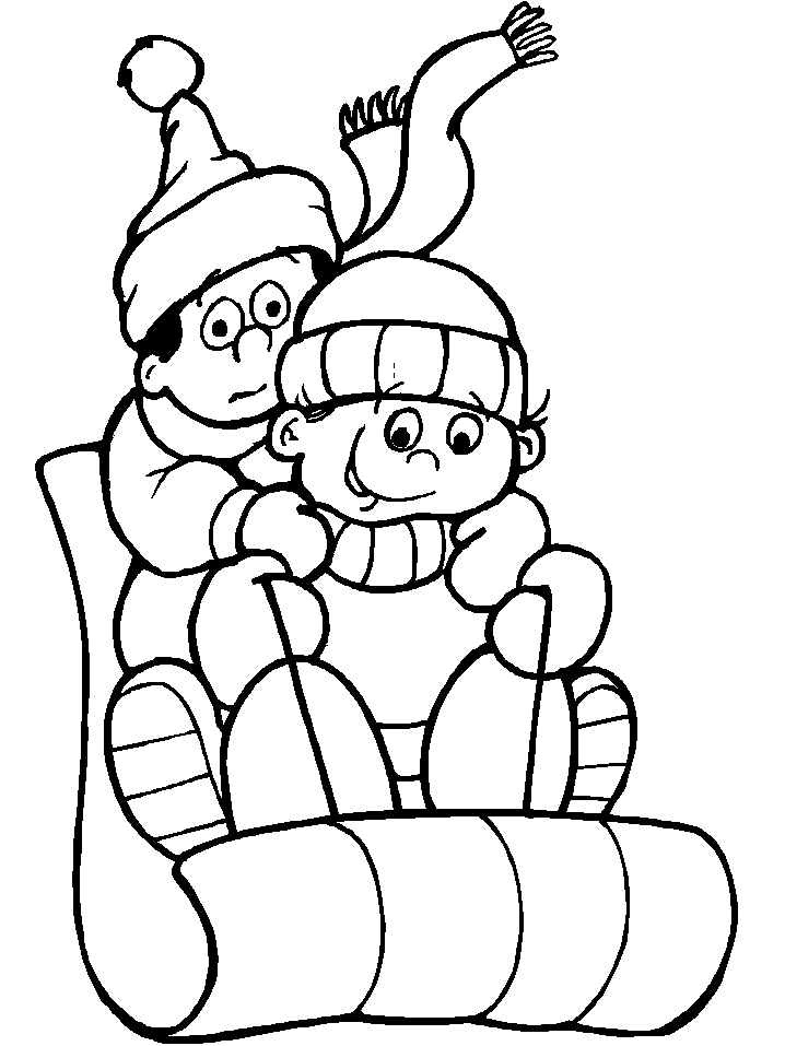 Sleigh Winter Coloring Pages for Kids
