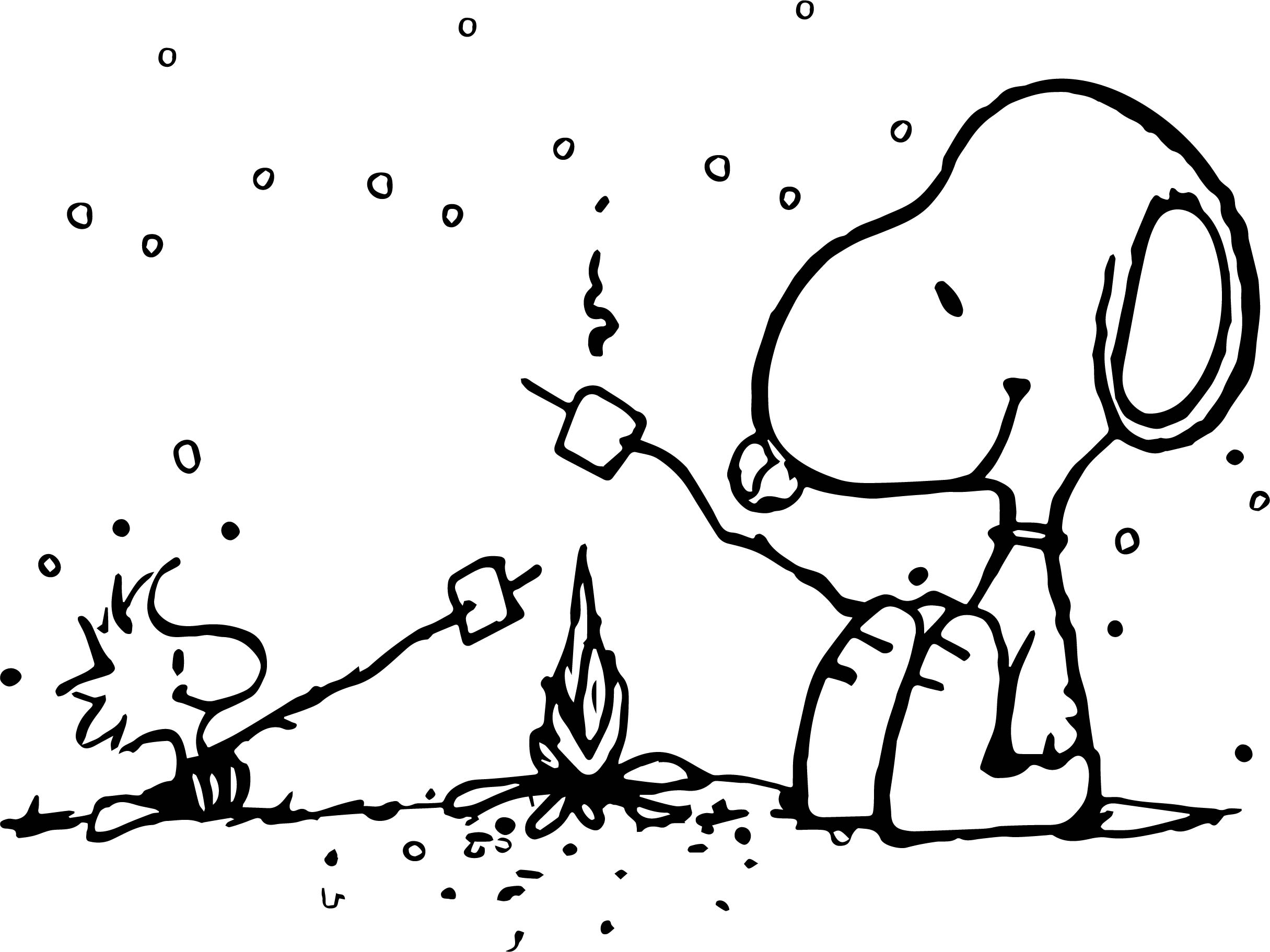 Snoopy Winter Scene Coloring Pages