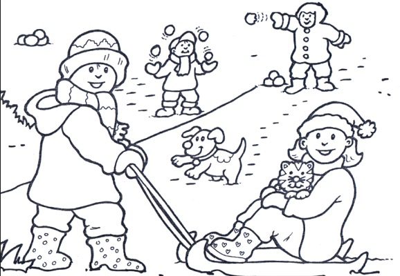 Snow day free coloring page