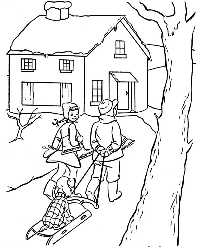 snow winter free coloring pages