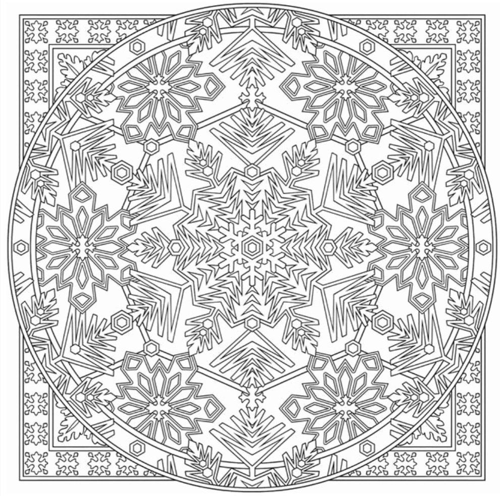 Snowflake Mandala Coloring Page