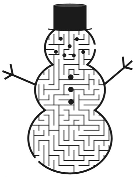 Snowman maze coloring page