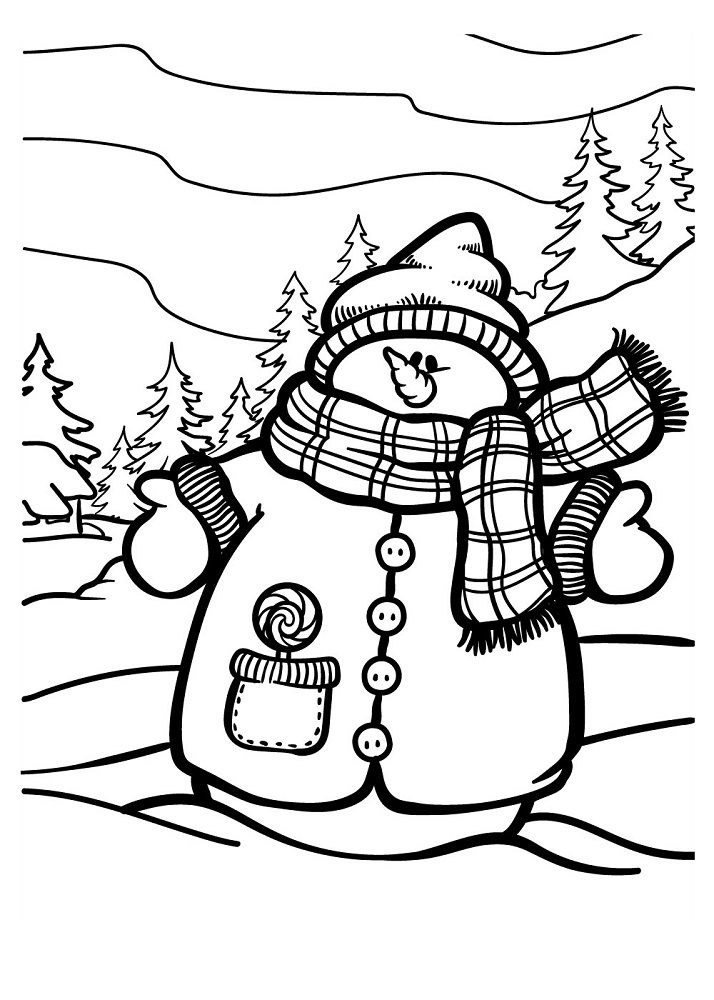 snowman winter coloring pages