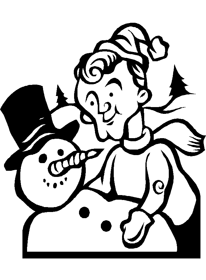 Printable Snowman Winter Coloring Pages