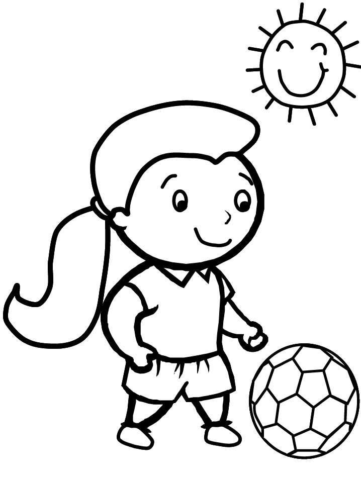 Soccer Sports Girl Playing Coloring Pages
