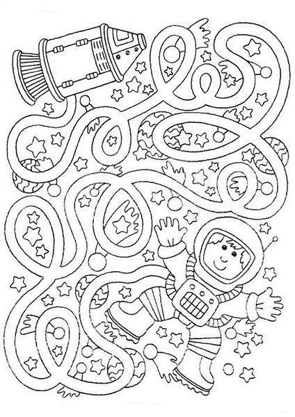 Space Maze Coloring Pages