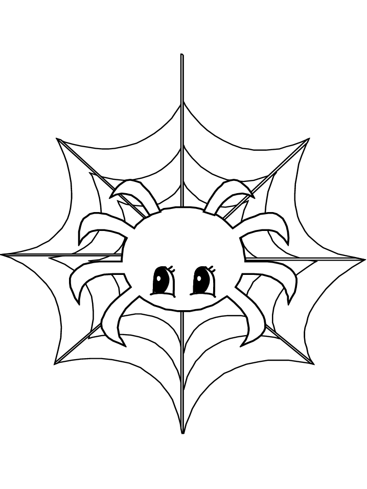 Cute Spider Web Coloring Page
