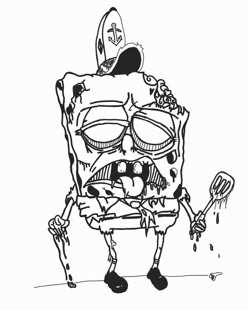 spongbob zombie coloring pages