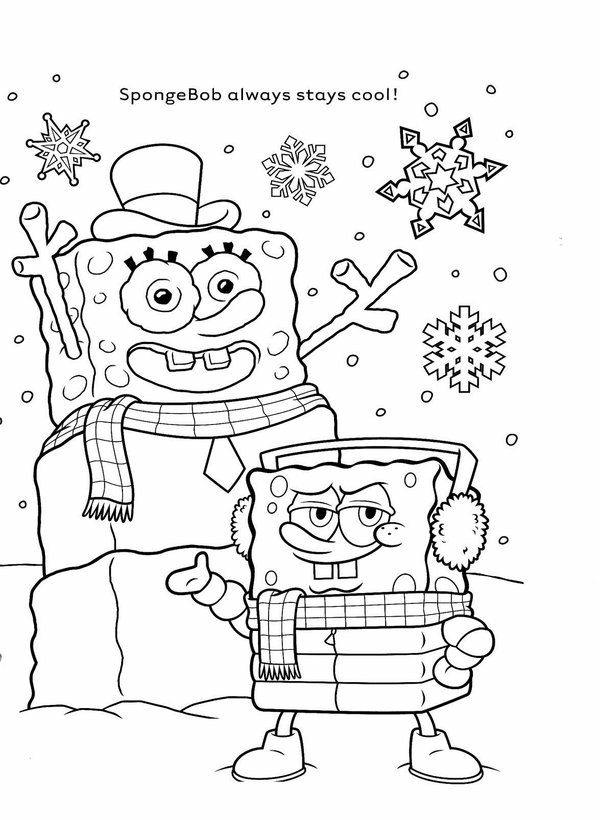 spongebob winter coloring pages