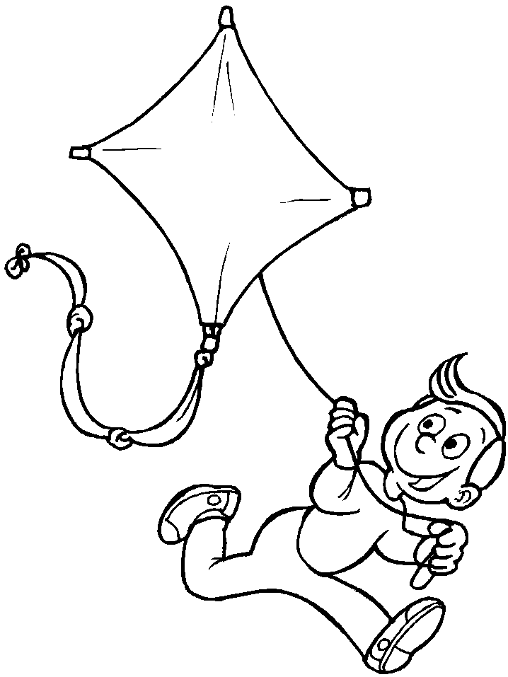 Playing Kite Coloring Pages