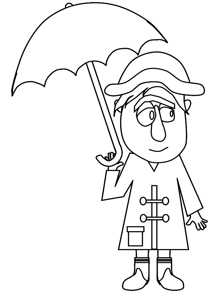 Man Holding Umbrella Coloring Pages