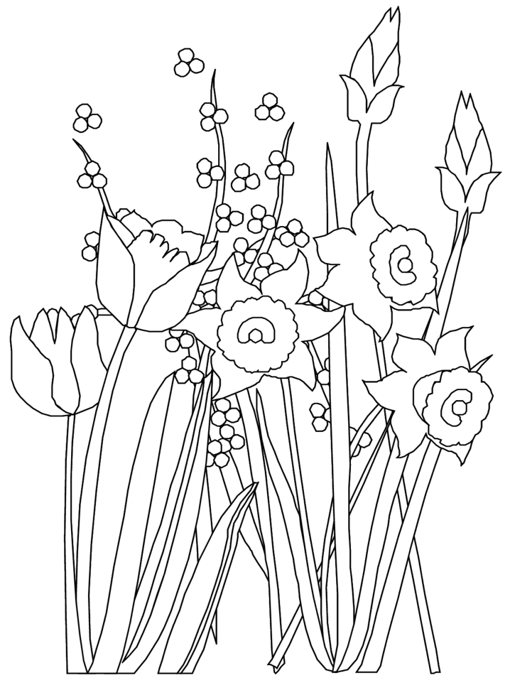 Spring Flowers Coloring Pages