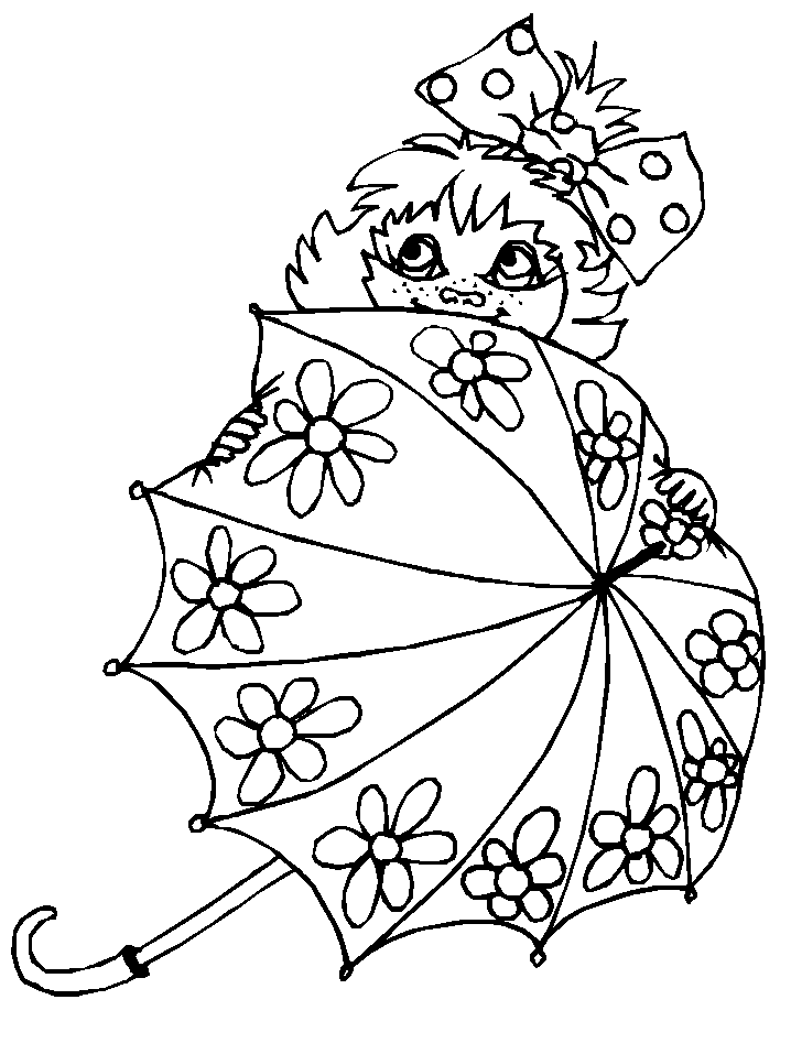 Flower Umbrella Coloring Pages