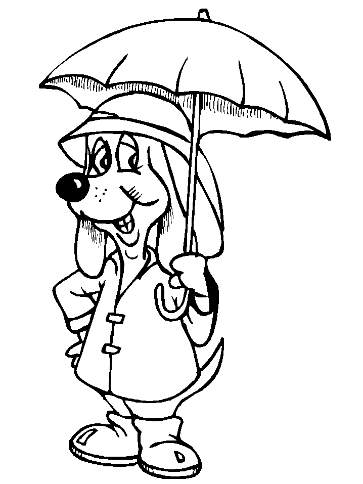 Dog Umbrella Coloring Pages