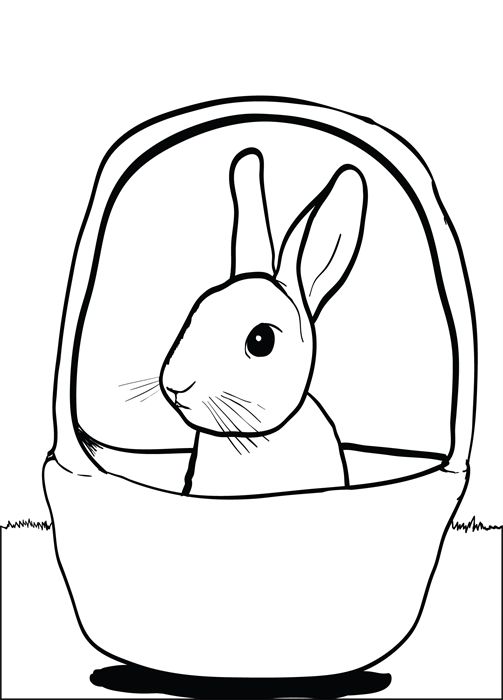 spring bunny water bucket coloring pages