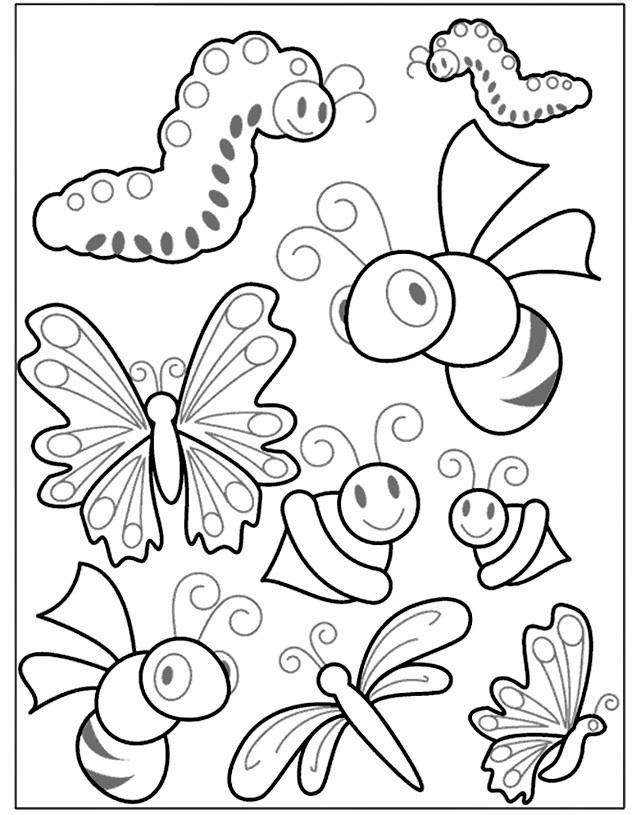 Spring Insects Coloring Pages
