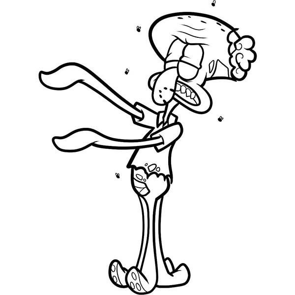 squidward zombie coloring pages