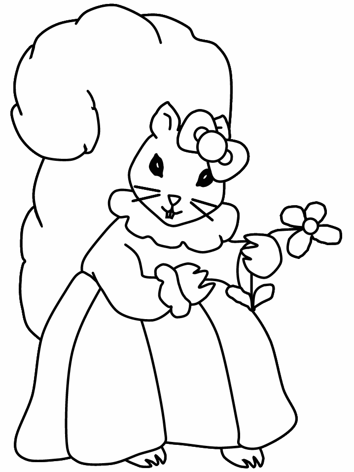 Cute Squirrel Coloring Page