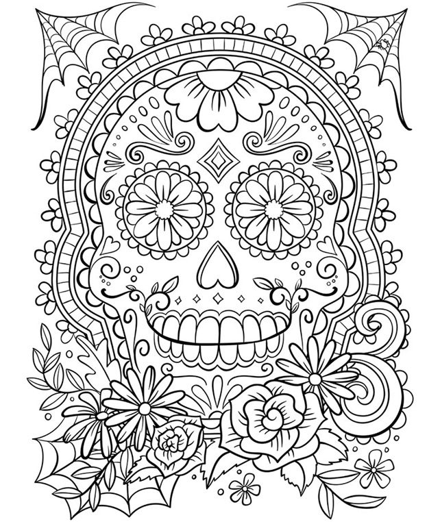 sugar skull zombie coloring pages