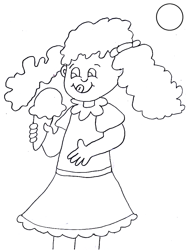 Girl Eating Ice Cream Coloring Pages