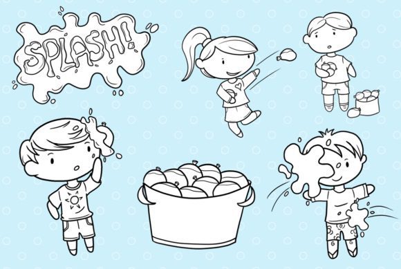 summer water balloon fun coloring pages
