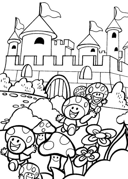 super mario coloring pages castle