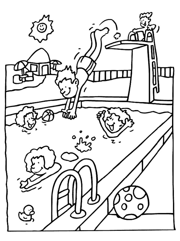 swimming pool water park coloring pages