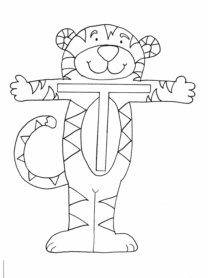 T Tiger Alphabet Coloring Pages