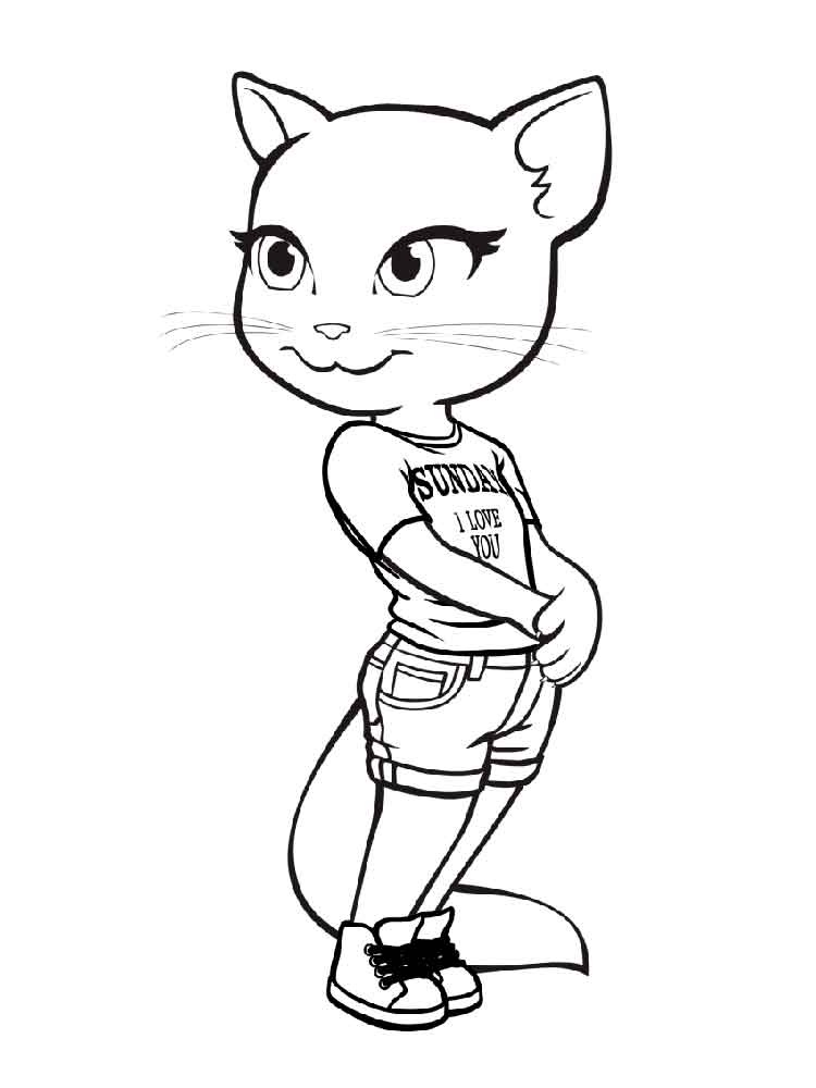 Talking Angela Coloring Pages