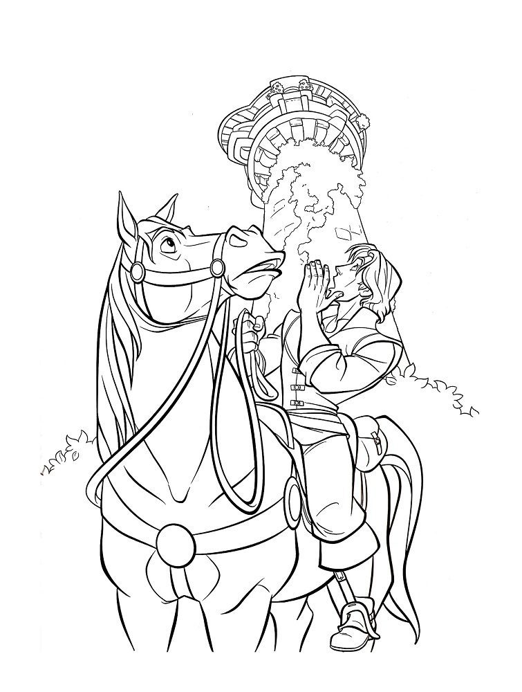 tangledperson and horse coloring pages