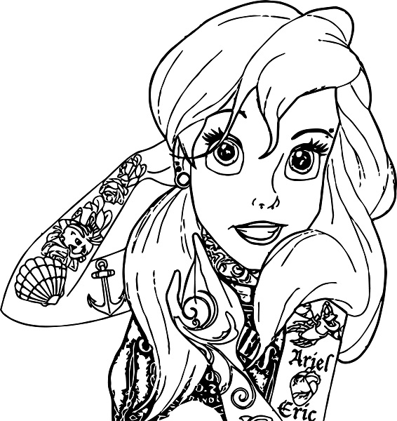 Tattooed Disney Princess Coloring Pages