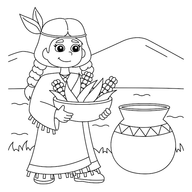 Thanksgiving Indian Coloring Pages