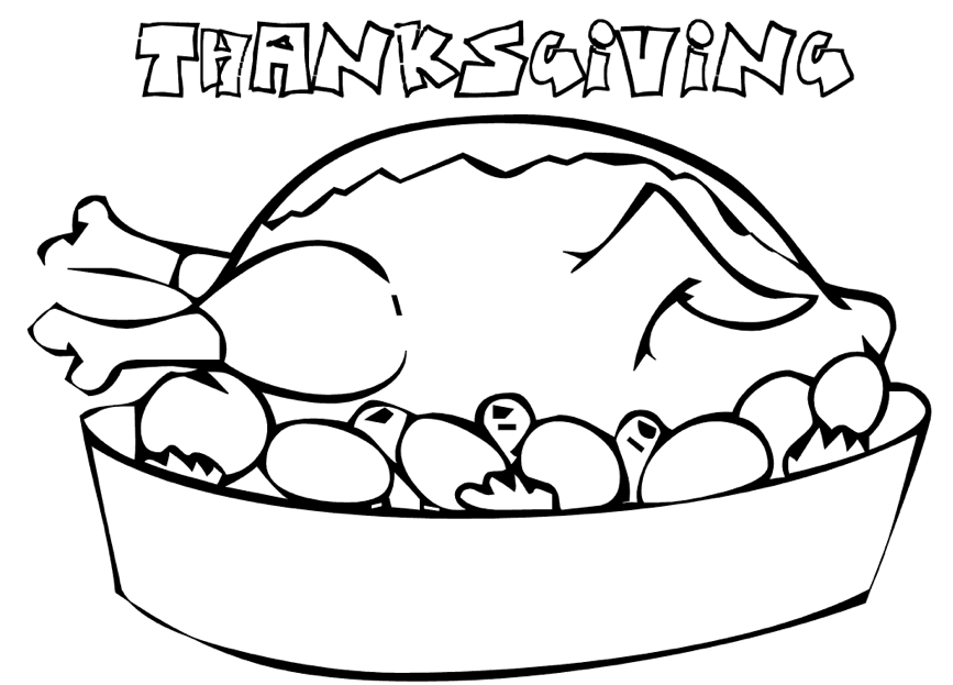 Turkey Dinner Coloring Page