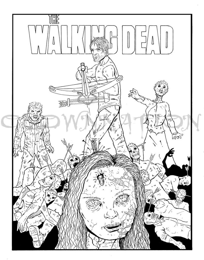 the walking dead zombie coloring pages