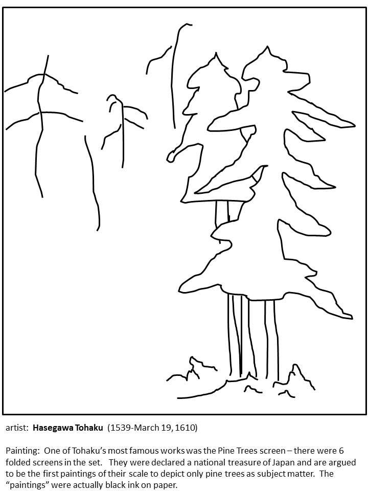 Tohaku Pine_tree_screen Japan Coloring Pages