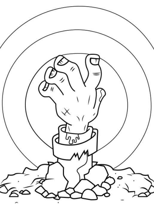 Torn Up Zombie Hand Coloring Pages