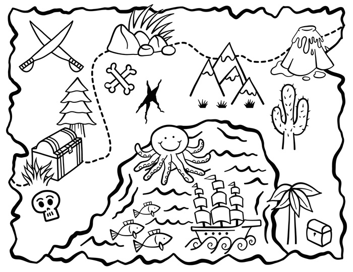 Treasure Map Coloring Page