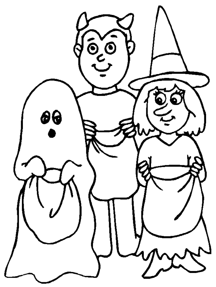 Trick or Treaters Coloring Page