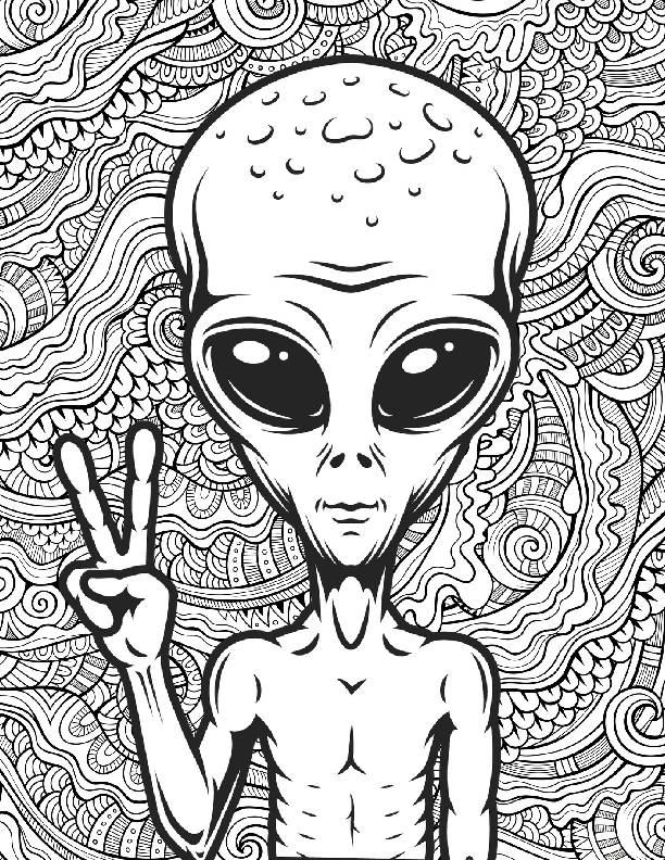 Trippy Alien Coloring Pages