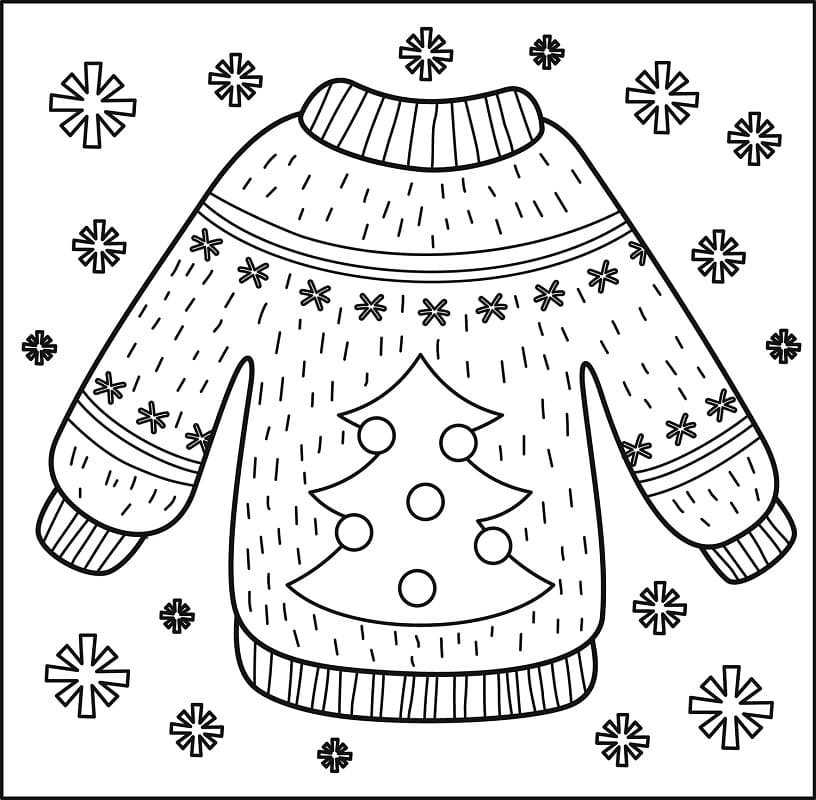 Ugly Christmas Sweater Coloring Page