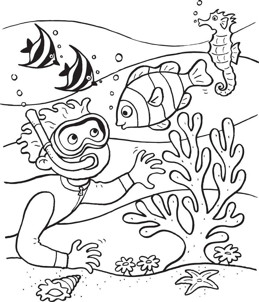 under water coloring pages for kids