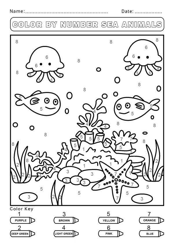 under water number coloring pages