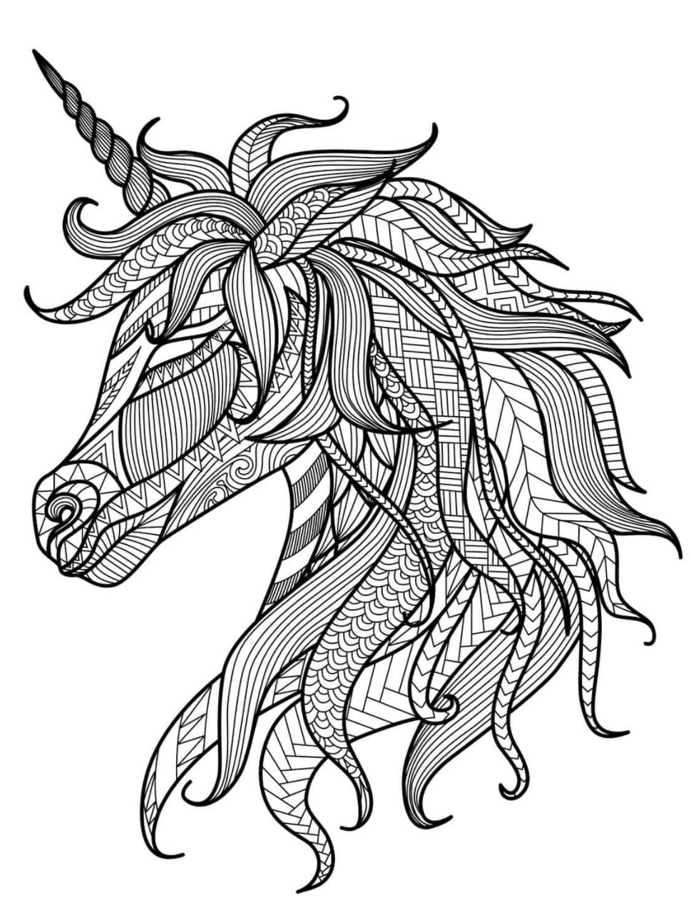 Unicorn adult coloring page