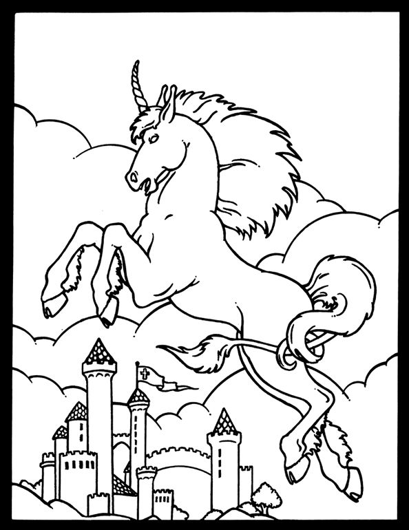 unicorn and castle coloring pages