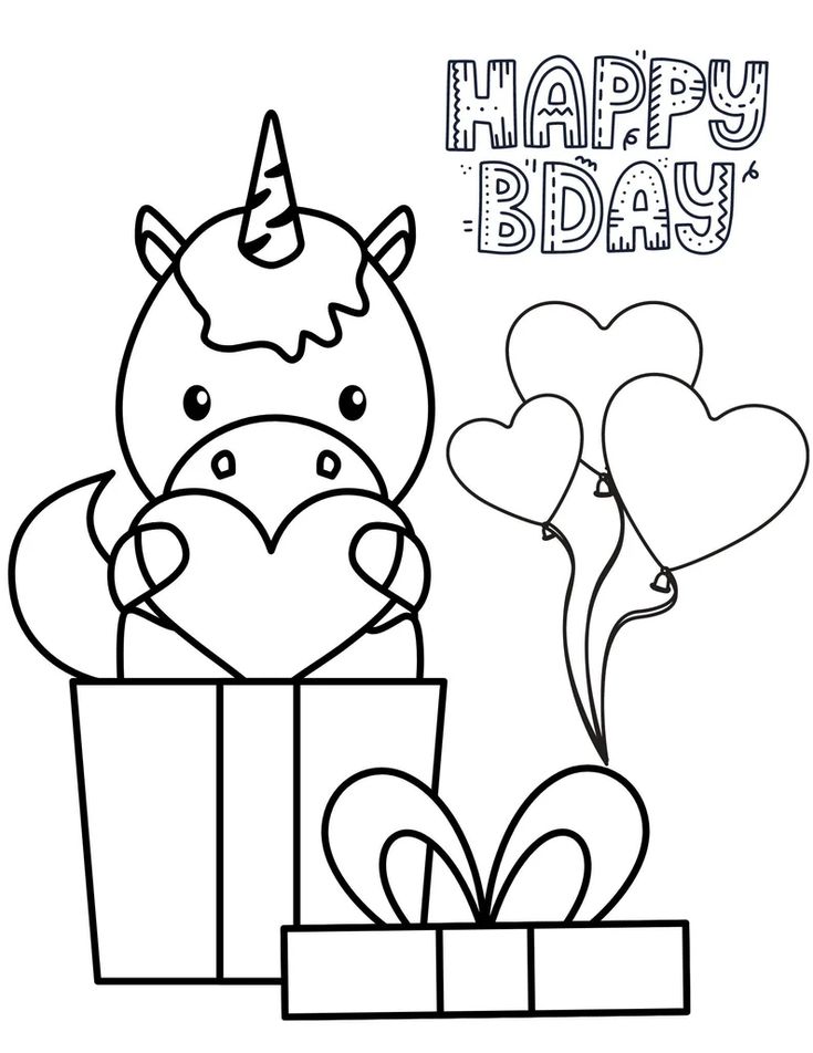 unicorn happy birthday coloring pages