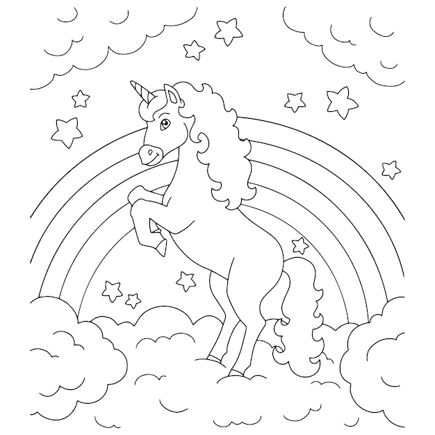 Unicorn Cloud Coloring Page