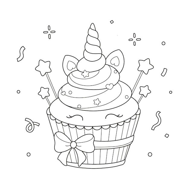 unicorn cupcake coloring pages